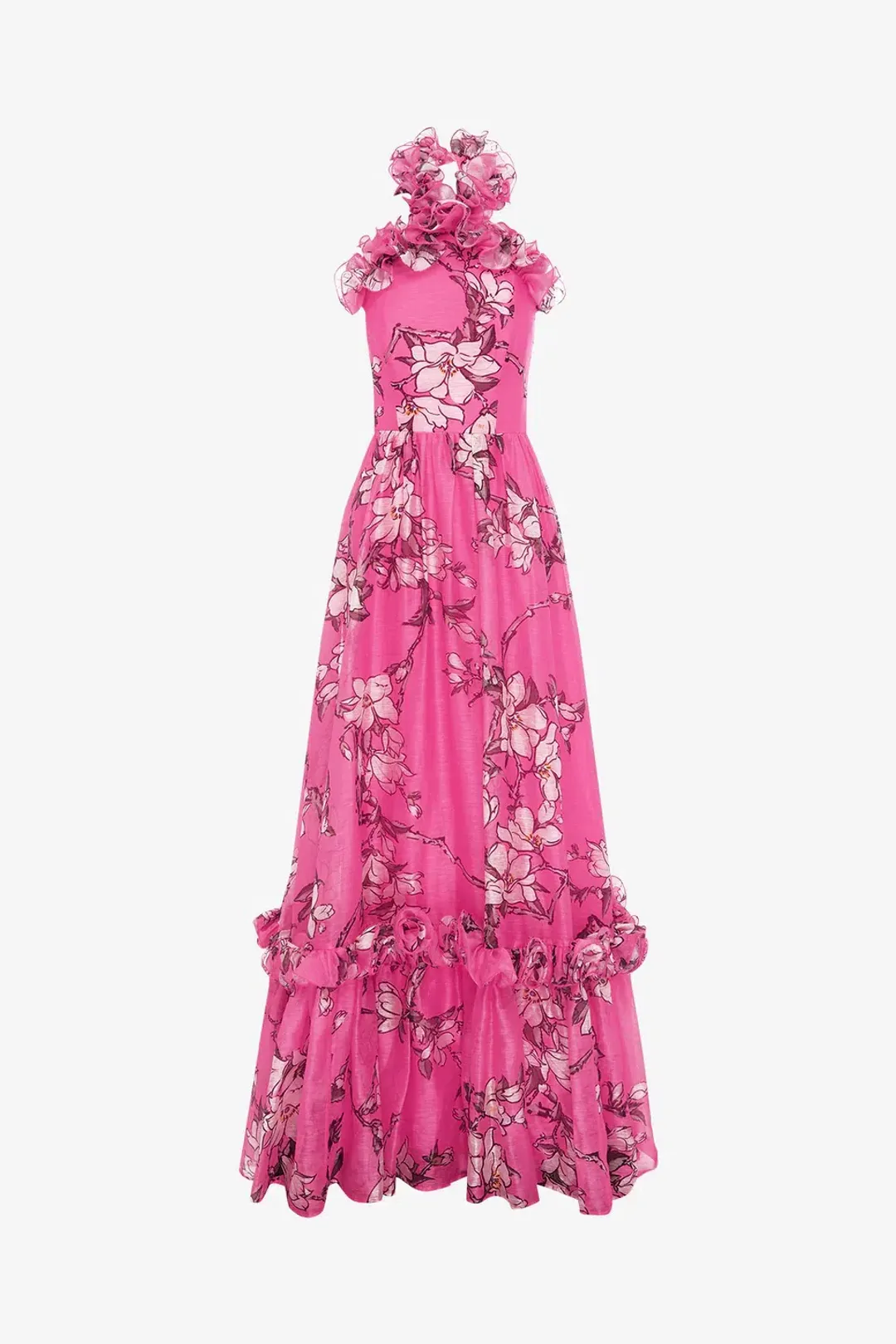 Leo Lin Isabelle Ruffled Halterneck Maxi Dress Size 14 for rent on The Volte - main image
