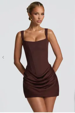 Cornelia Mini Dress - Plum Brown for rent on The Volte - image 1