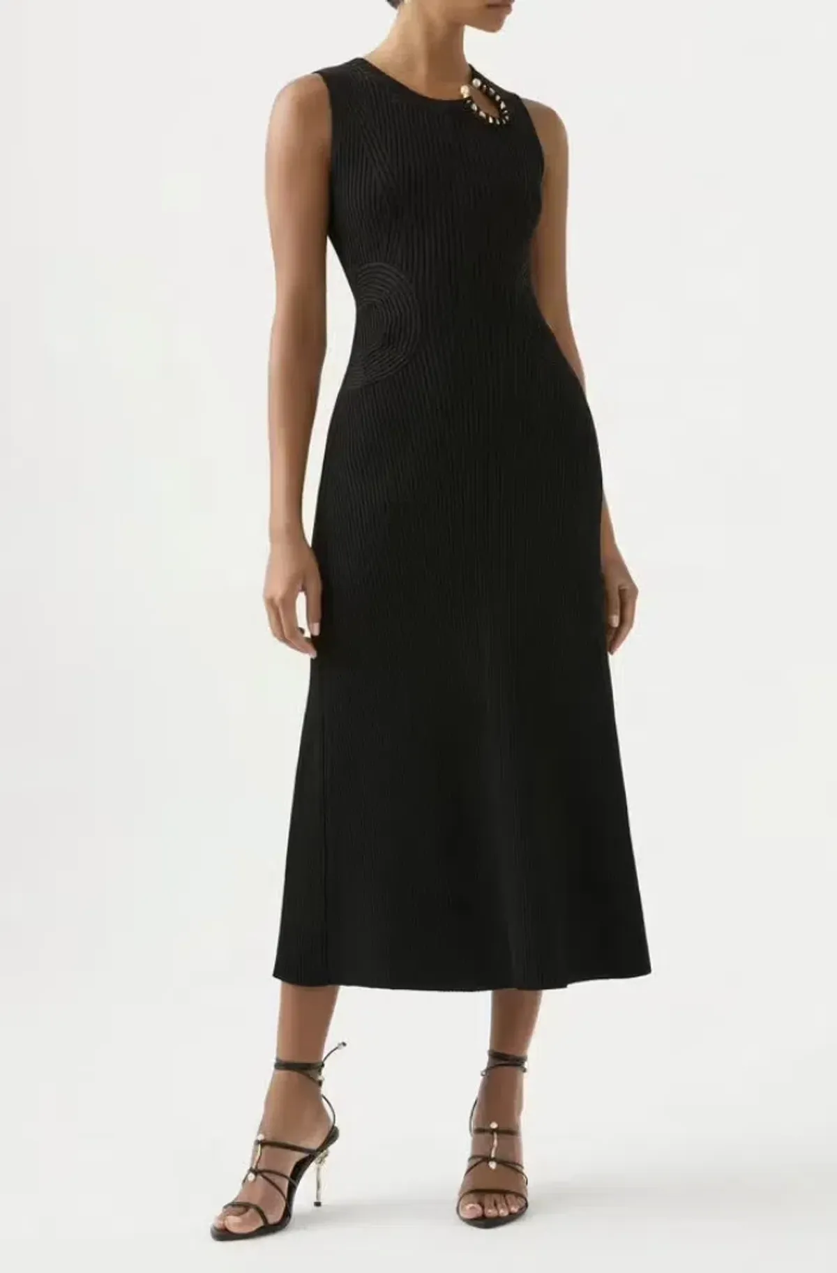 Aje Crescent Midi Dress Black - Small for rent on The Volte - main image
