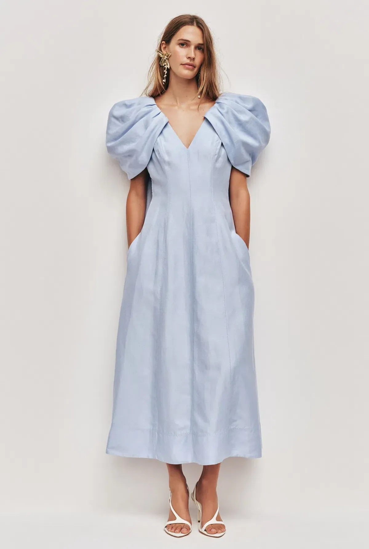 Aje Bisou Midi Dress in Pale Blue - Size 8  for rent on The Volte - main image