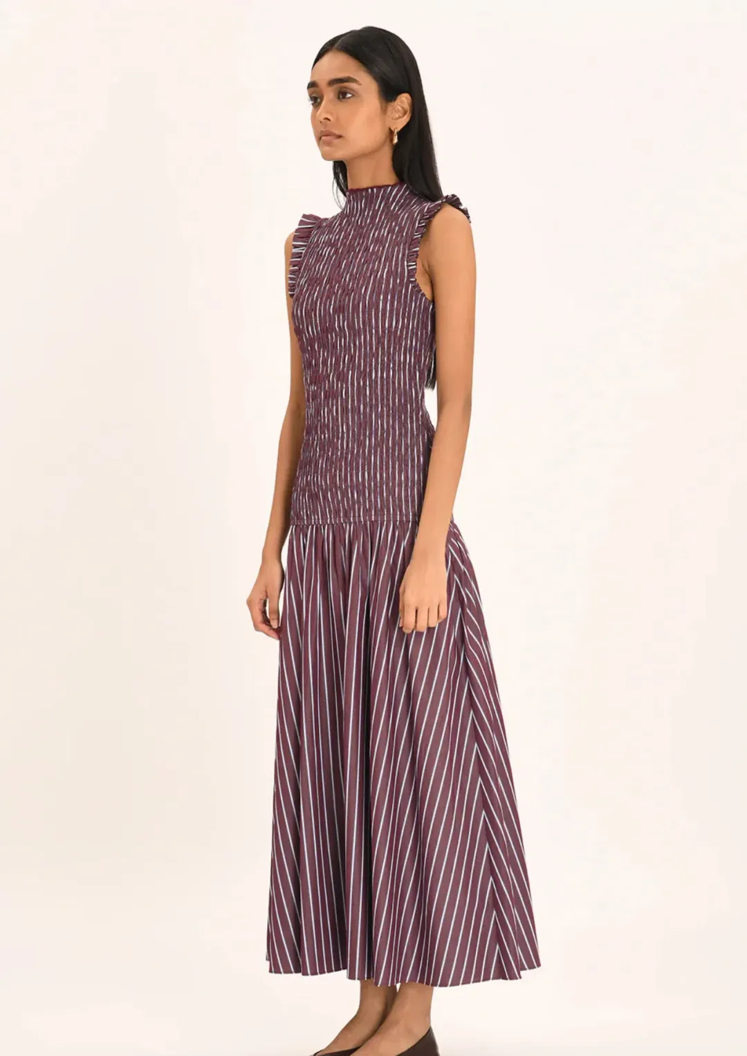 Steele Gabrielle Dress in Merlot Stripe - Size Small for rent on The Volte - main image
