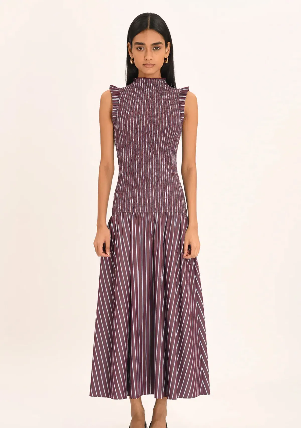 Steele Gabrielle Dress in Merlot Stripe - Size Small for rent on The Volte - main image