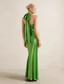 Clementine High Neck Satin Maxi Dress Size 12 for rent on The Volte - image 2