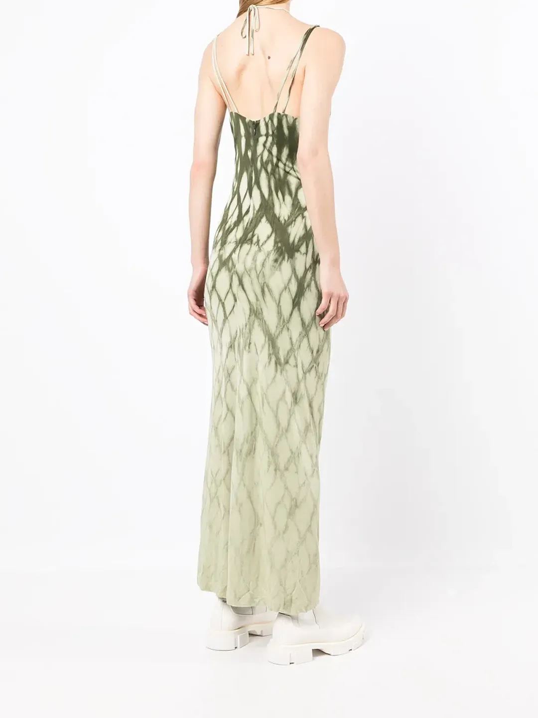 Dion Lee Shibori Gather Link Dress in Moss Size 10 for rent on The Volte - main image