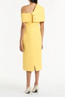 Butter crepe draped collar dress for rent on The Volte - image 5