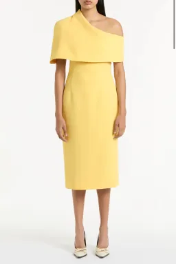 Butter crepe draped collar dress for rent on The Volte - image 1