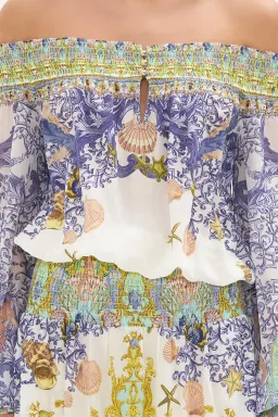 Star Of The Sea Off Shoulder Shirred Dress for rent on The Volte - image 6