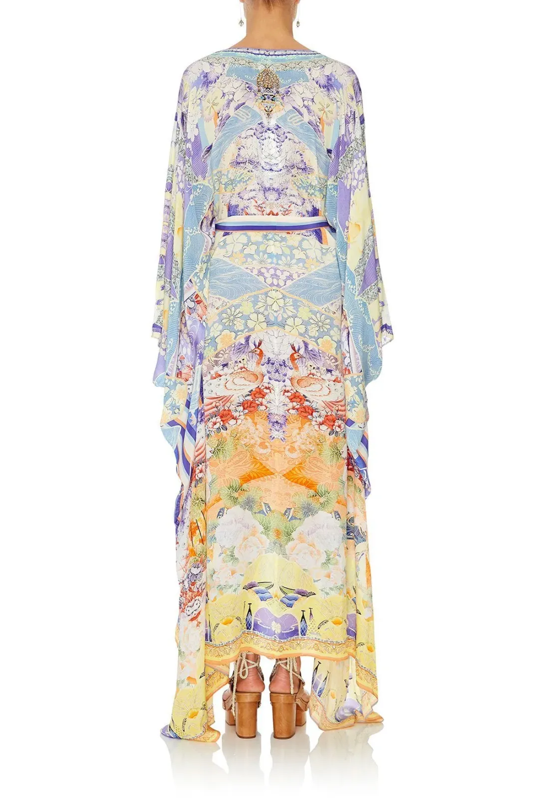 Girl In The Kimono Split Hem Lace Up Kaftan for rent on The Volte - main image