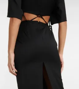 Midi Wool Blend Cut Out Shirt Dress Black for rent on The Volte - image 5