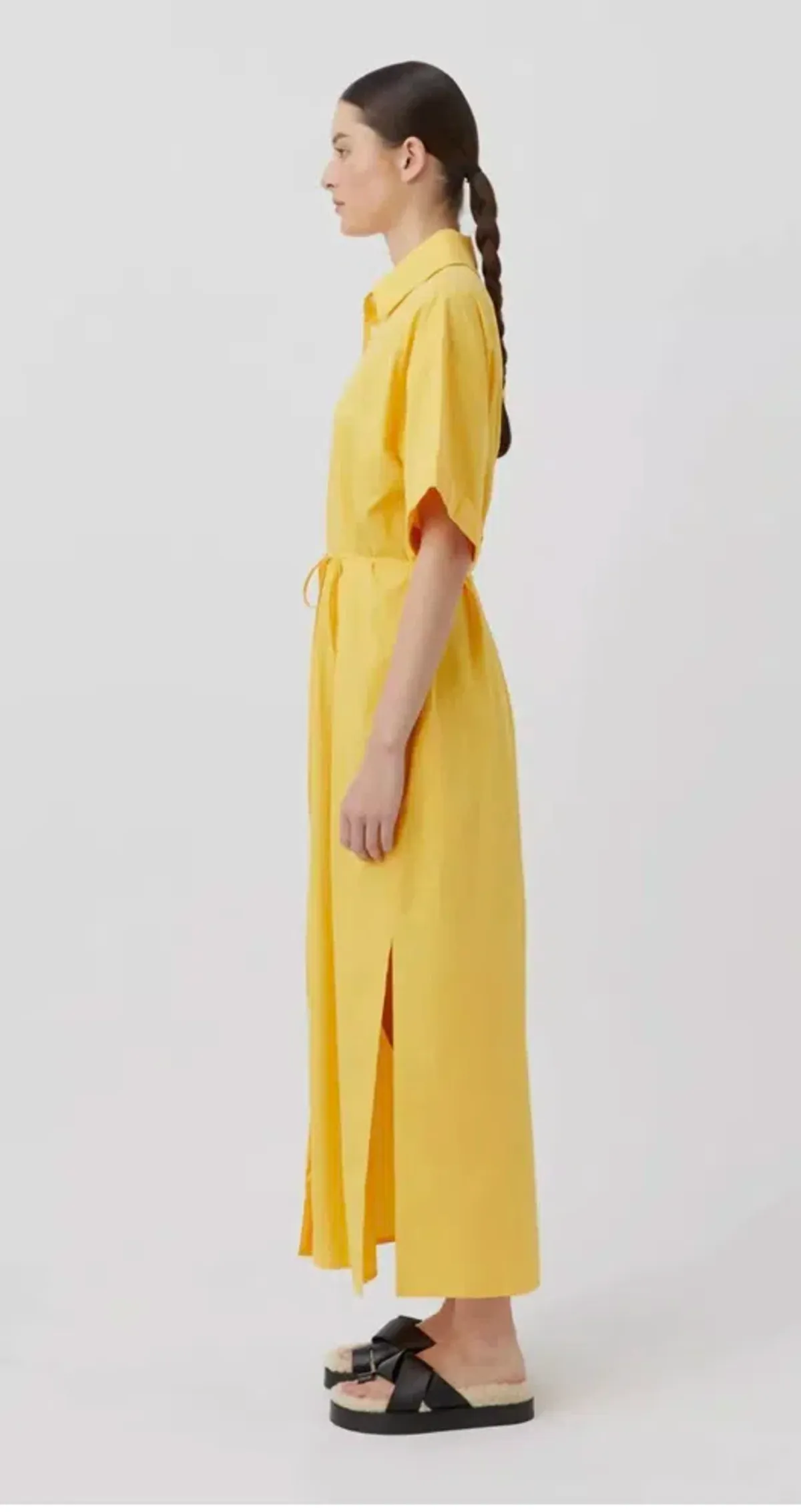 Wally Shirt Midi Dress Honey Yellow Gold for rent on The Volte - main image