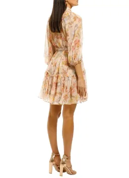 Zimmermann Espionage Neck Tie Mini Dress Iris Floral Size 6 for rent on The Volte - image 3
