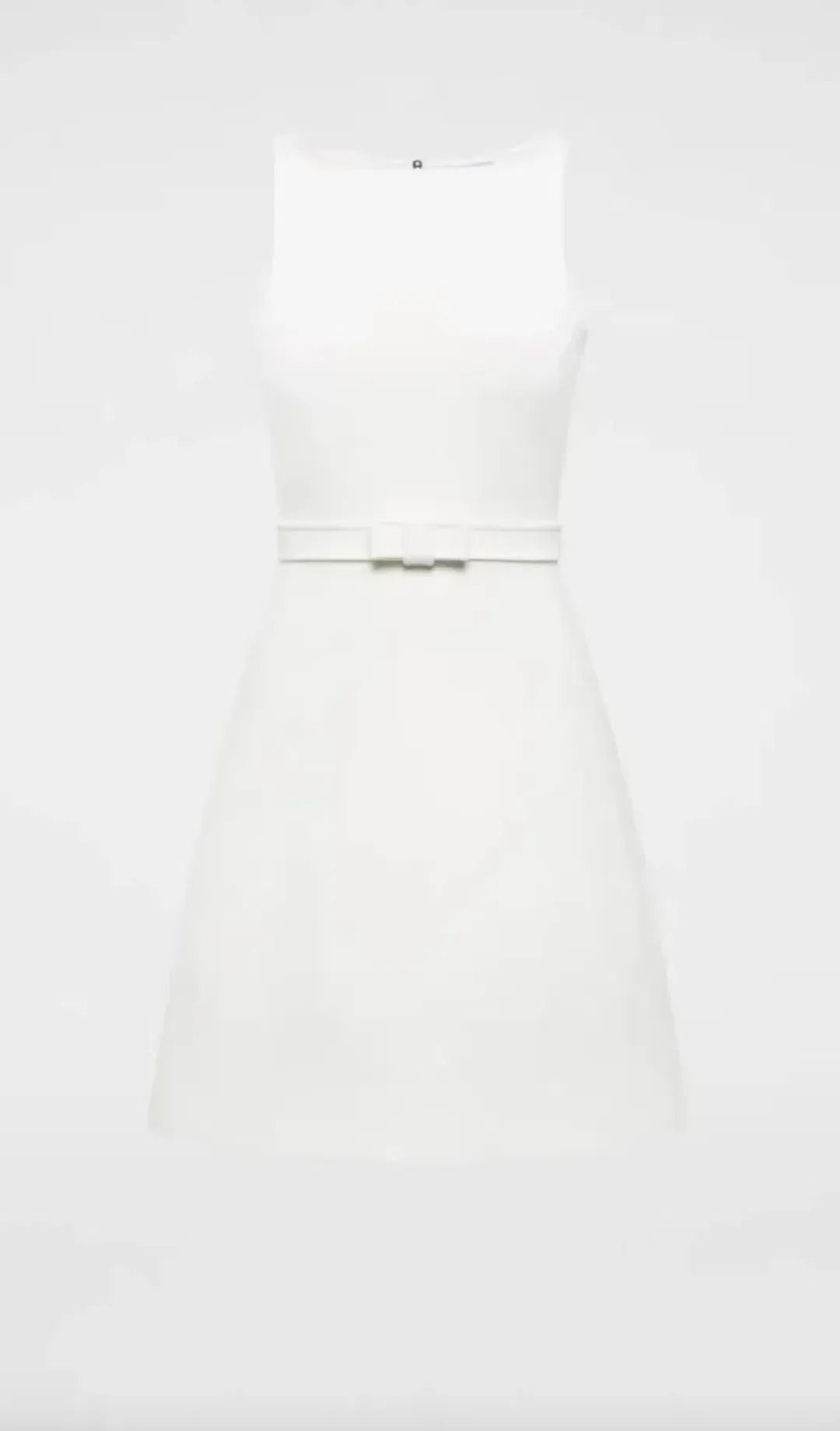Crepe Knit Bow Bell Dress White With Belt for rent on The Volte - main image