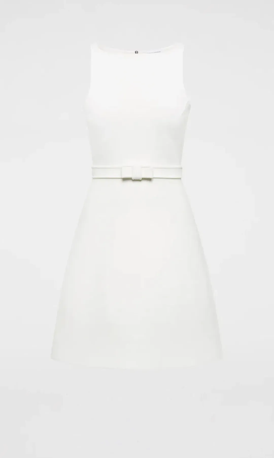 Crepe Knit Bow Bell Dress White With Belt for rent on The Volte - main image
