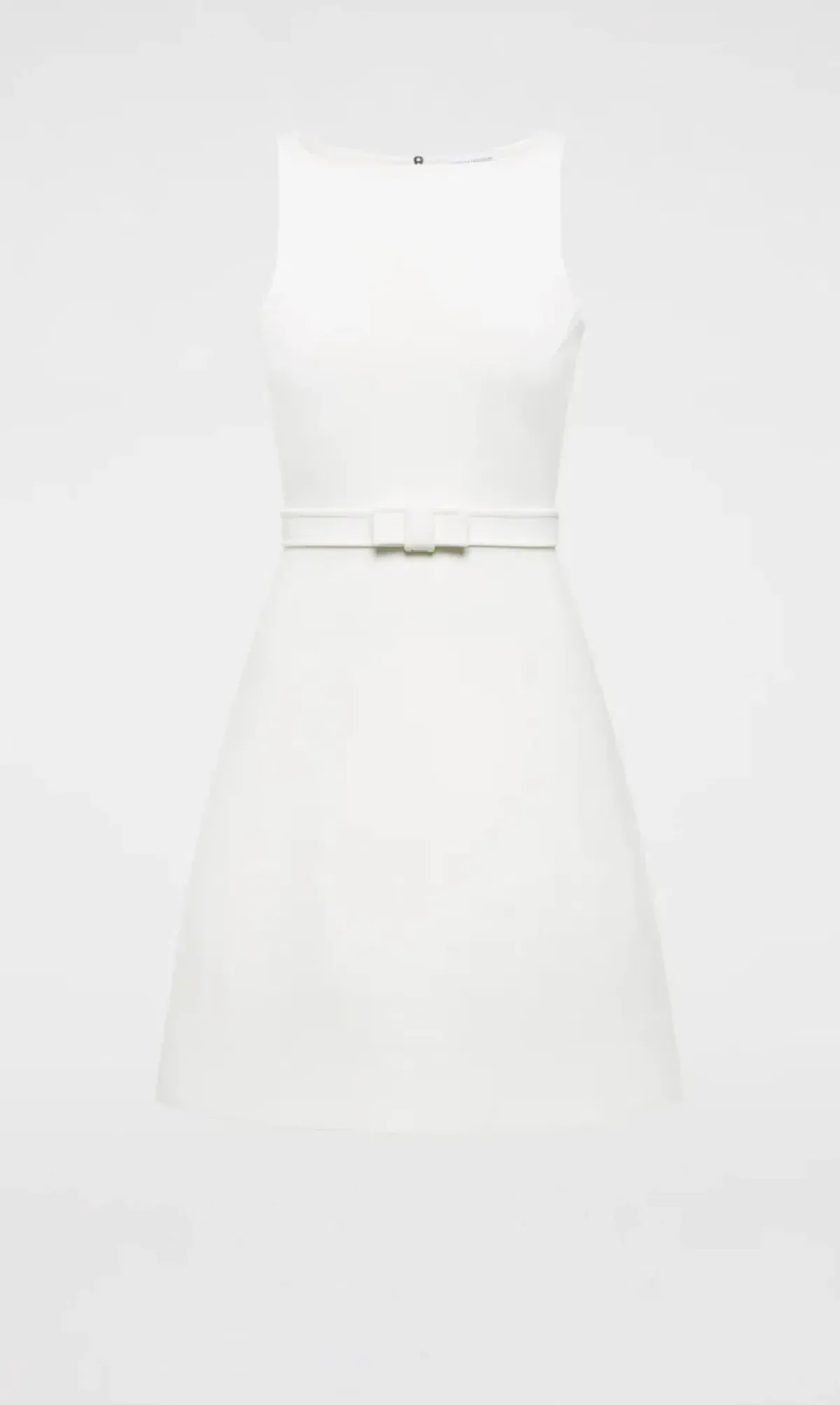 Crepe Knit Bow Bell Dress White With Belt for rent on The Volte - main image