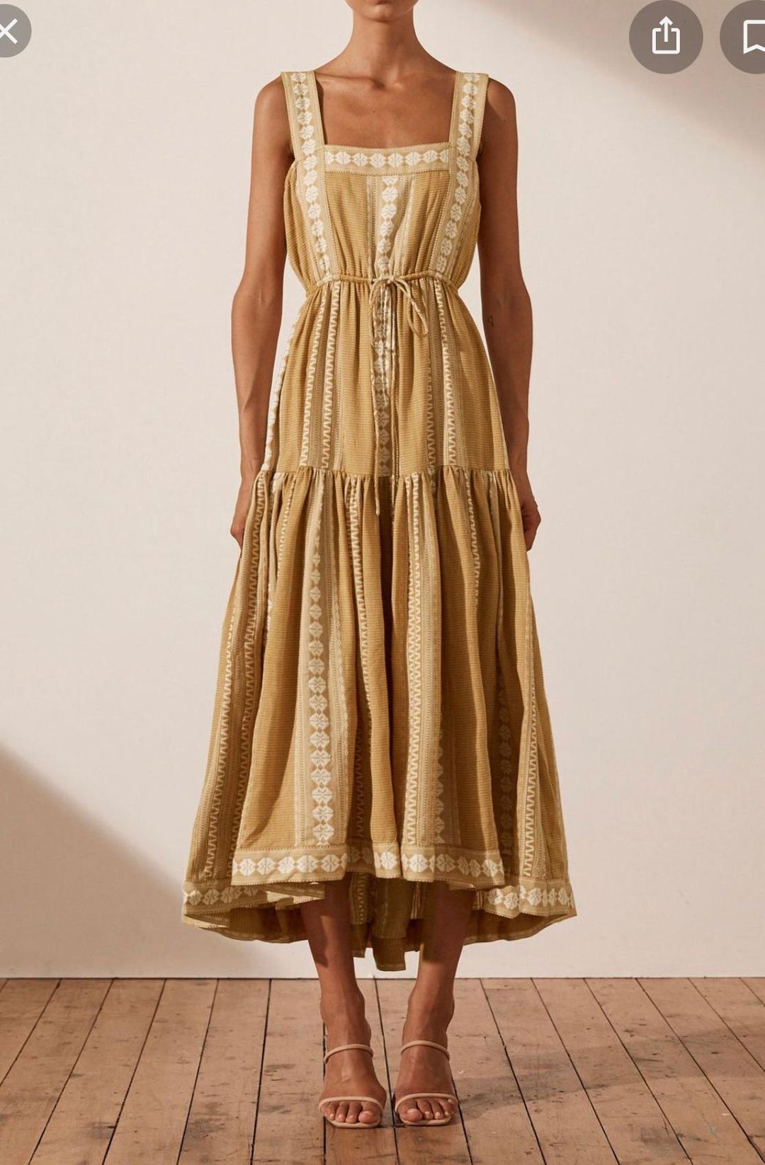 Shona Joy Leela square neck midi dress Size 8 for rent on The Volte - main image