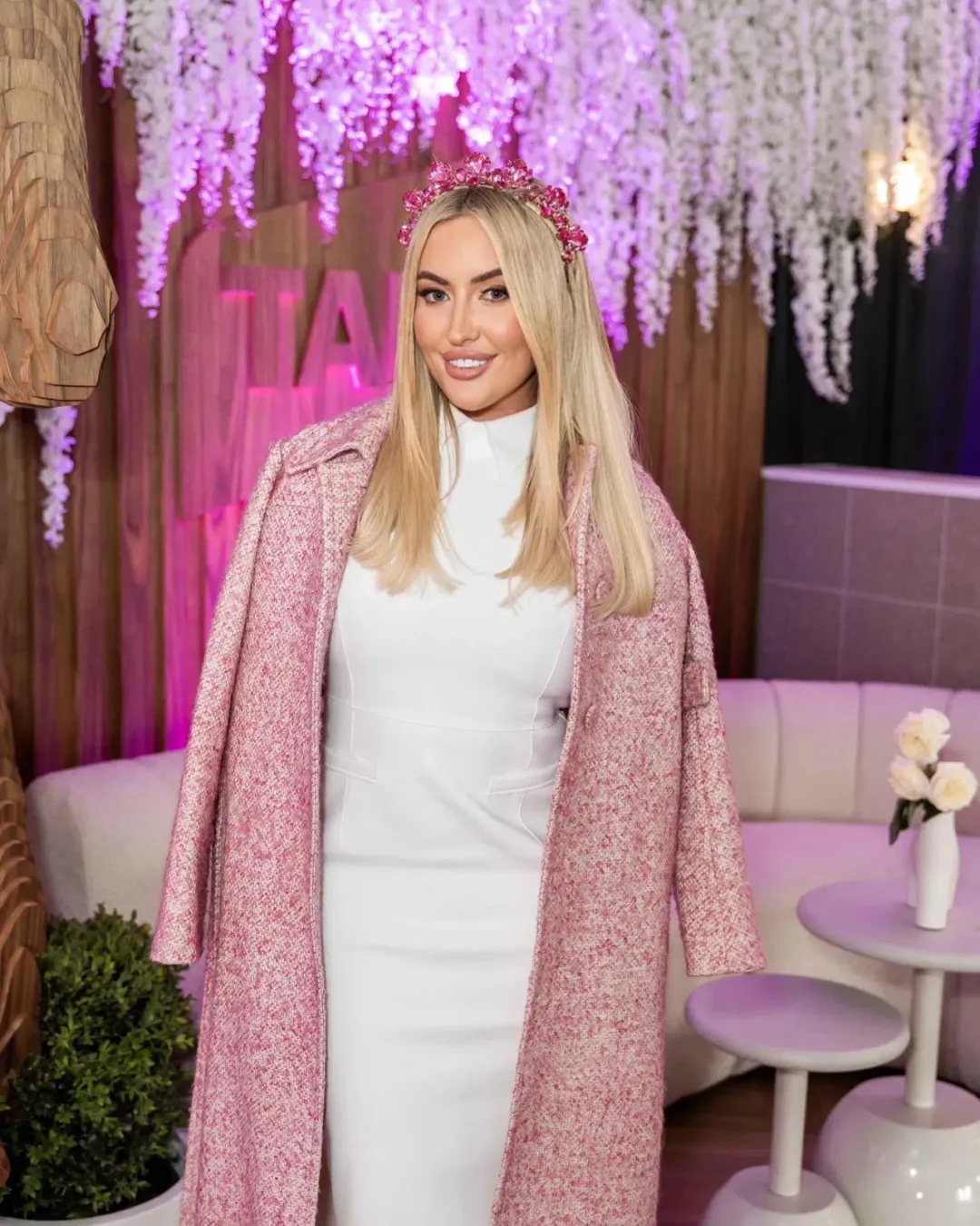 Pink And White Wool Coat for rent on The Volte - main image