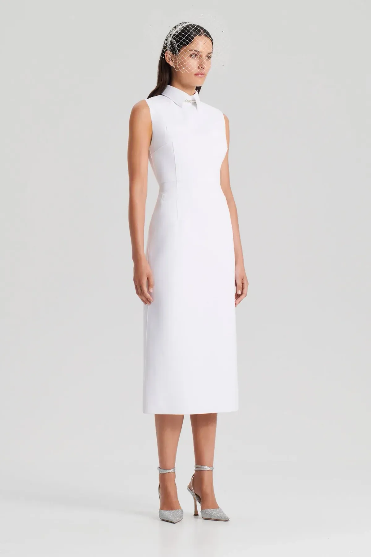 Scuba Pencil Dress - White for rent on The Volte - main image