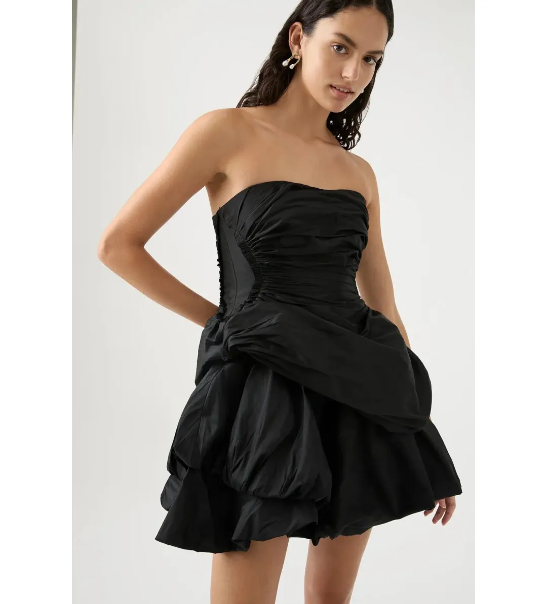 Aje Daybreak Strapless Mini Dress Black Size AU 12 for rent on The Volte - main image