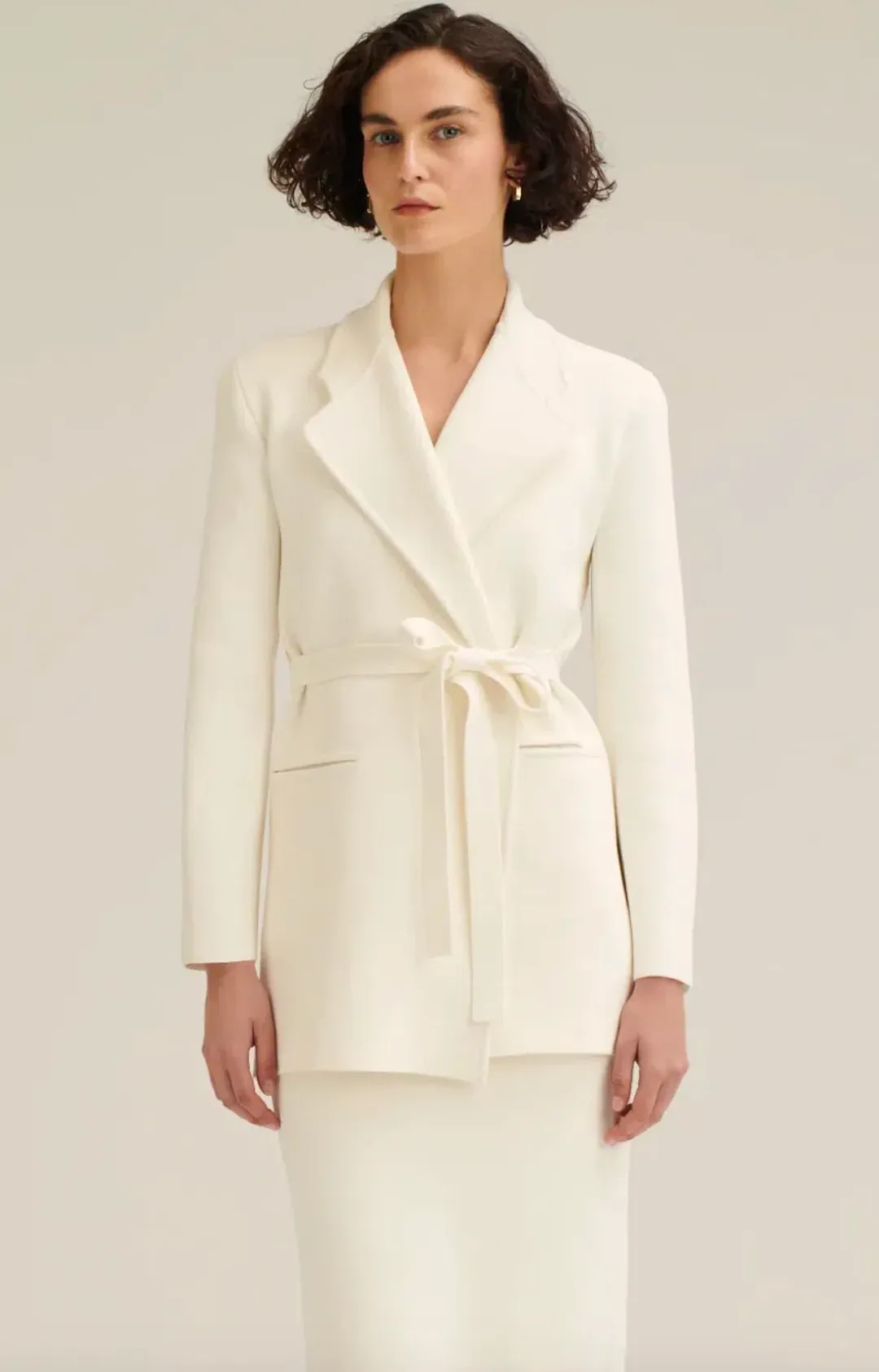 Crepe Knit Loose Tailored Jacket for rent on The Volte - main image