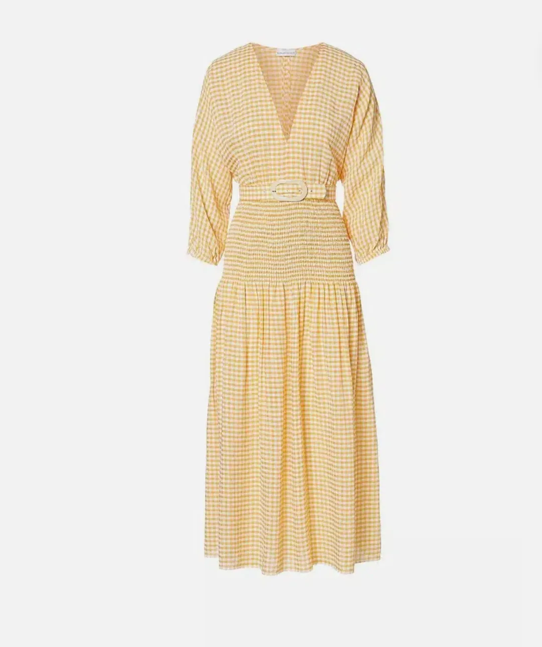 Gingham Shirred Dress Tangerine for rent on The Volte - main image