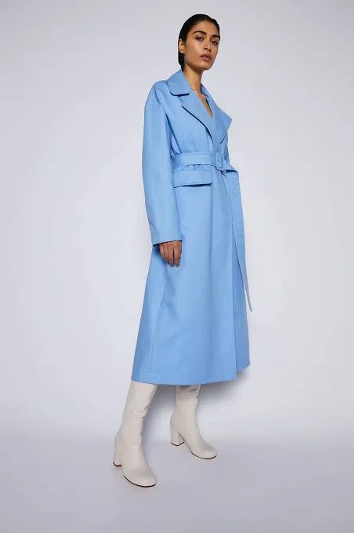 Blue Double Cotton Trench Coat With Belt for rent on The Volte - main image