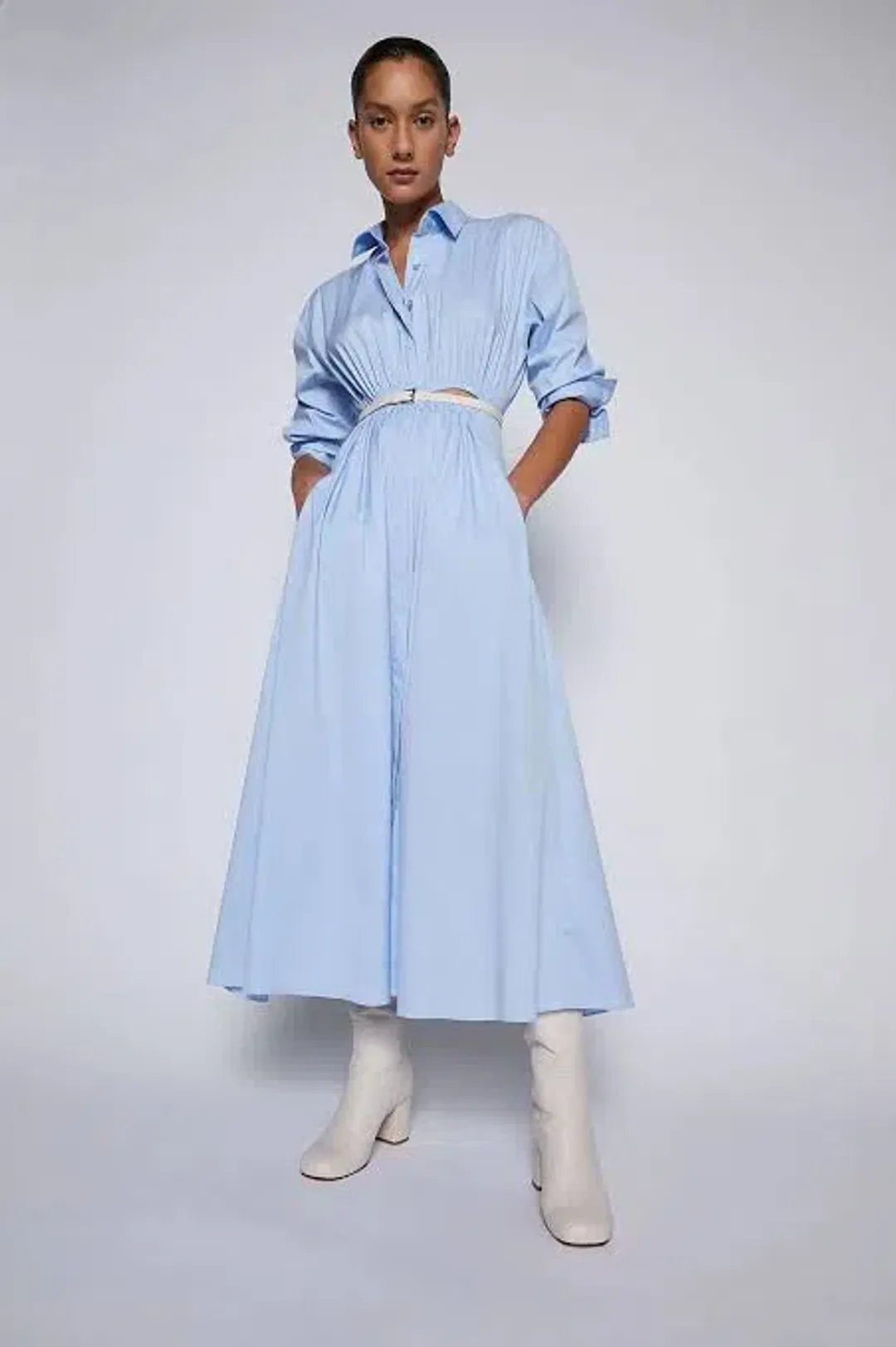 Cut Out Shirt Dress Sky Blue for rent on The Volte - main image