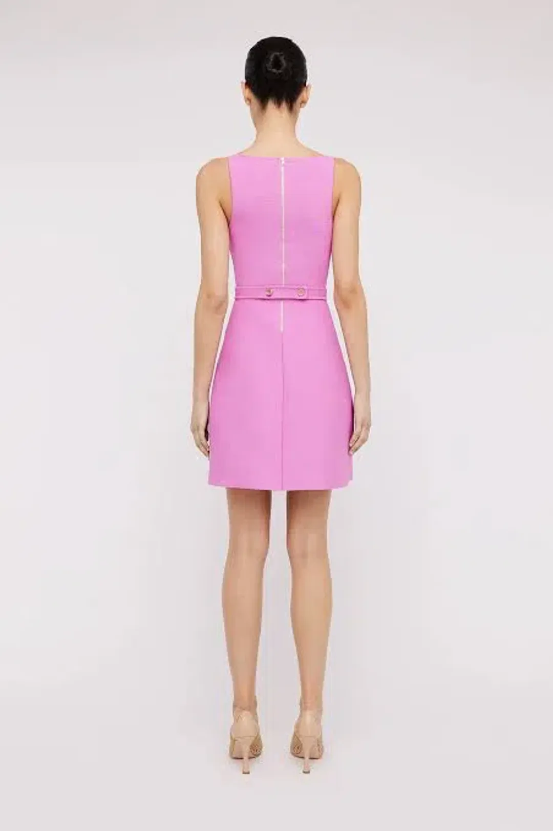 Crepe Knit Bow Bell Dress Pink for rent on The Volte - main image