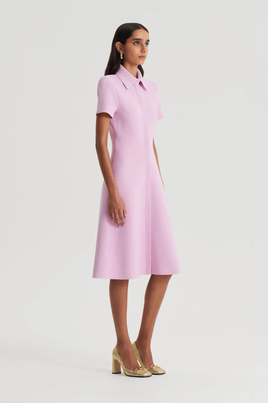 Crepe Knit Zip Dress Light Pink for rent on The Volte - main image