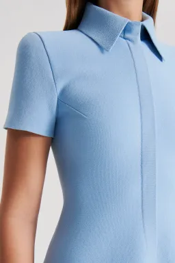 Crepe Knit Zip Rivera Dress Light Blue for rent on The Volte - image 3