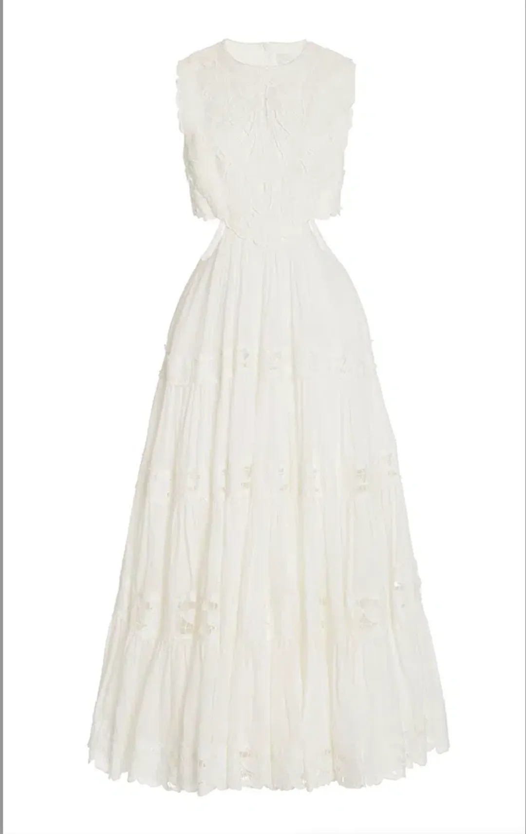 Zimmermann White Linen Cut-out Cassia Sleeveless Midi Dress size 6 for rent on The Volte - main image