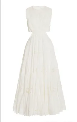 Zimmermann White Linen Cut-out Cassia Sleeveless Midi Dress size 6 for rent on The Volte - image 3