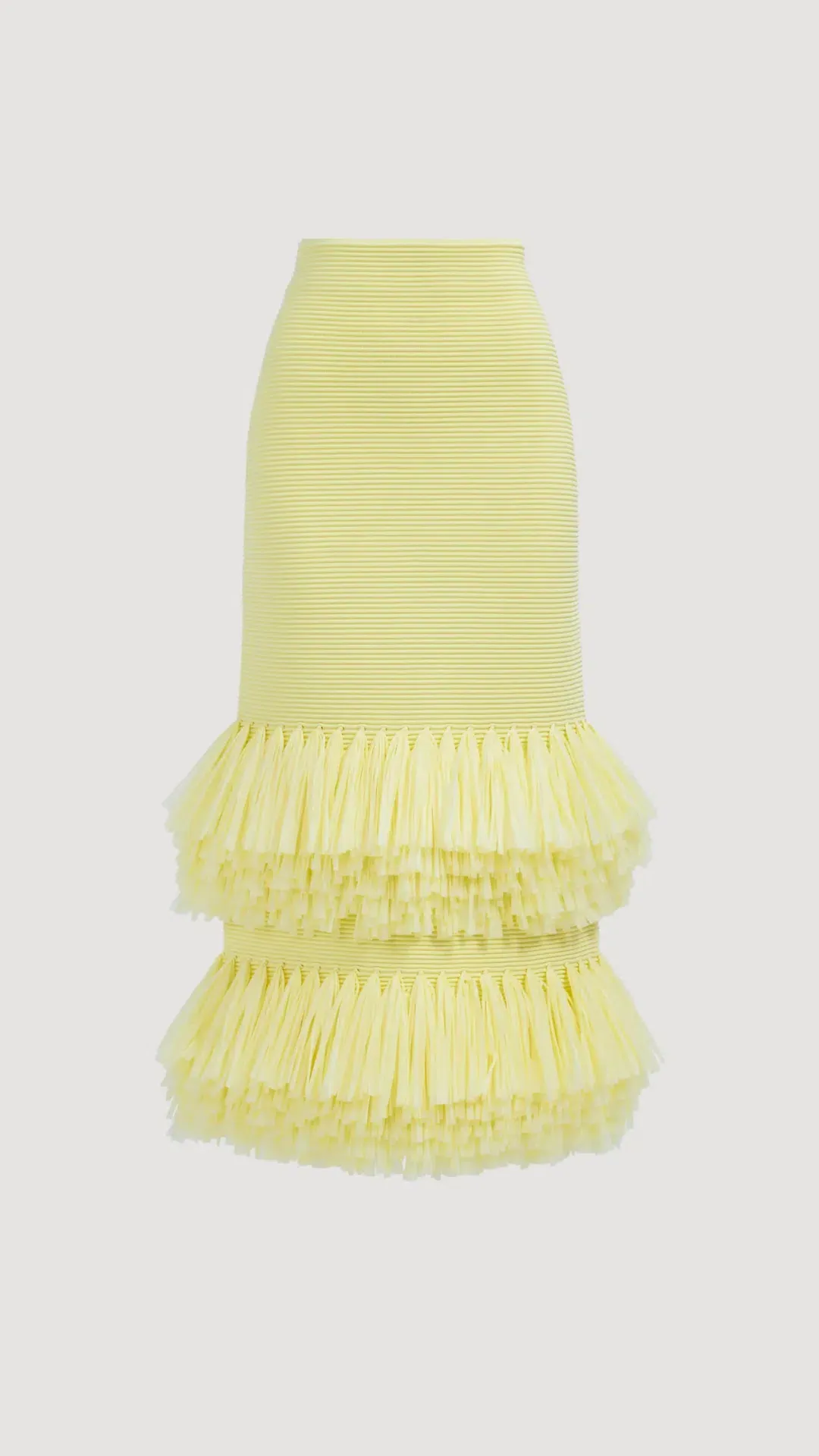 AJE Agave Knit Top and Raffia Midi Skirt in Lemon Size S (8) for rent on The Volte - main image