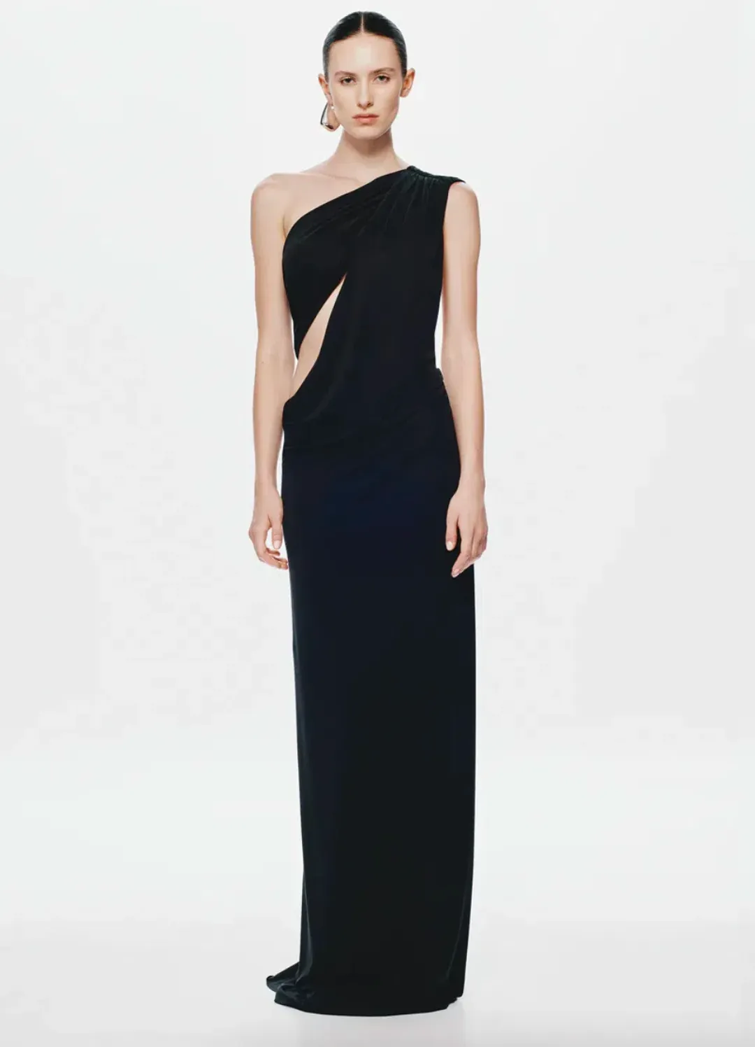 Misha, THE SOLSTICE CUPRO DRESS, Black, maxi, size 8  for rent on The Volte - main image