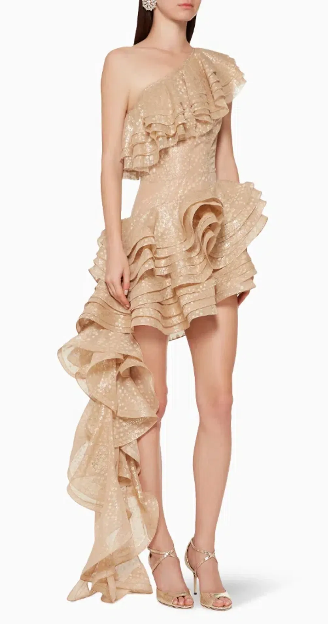 Bronx and Banco Harmonia Snake-Print Ruffled Gown size 10 for rent on The Volte - main image