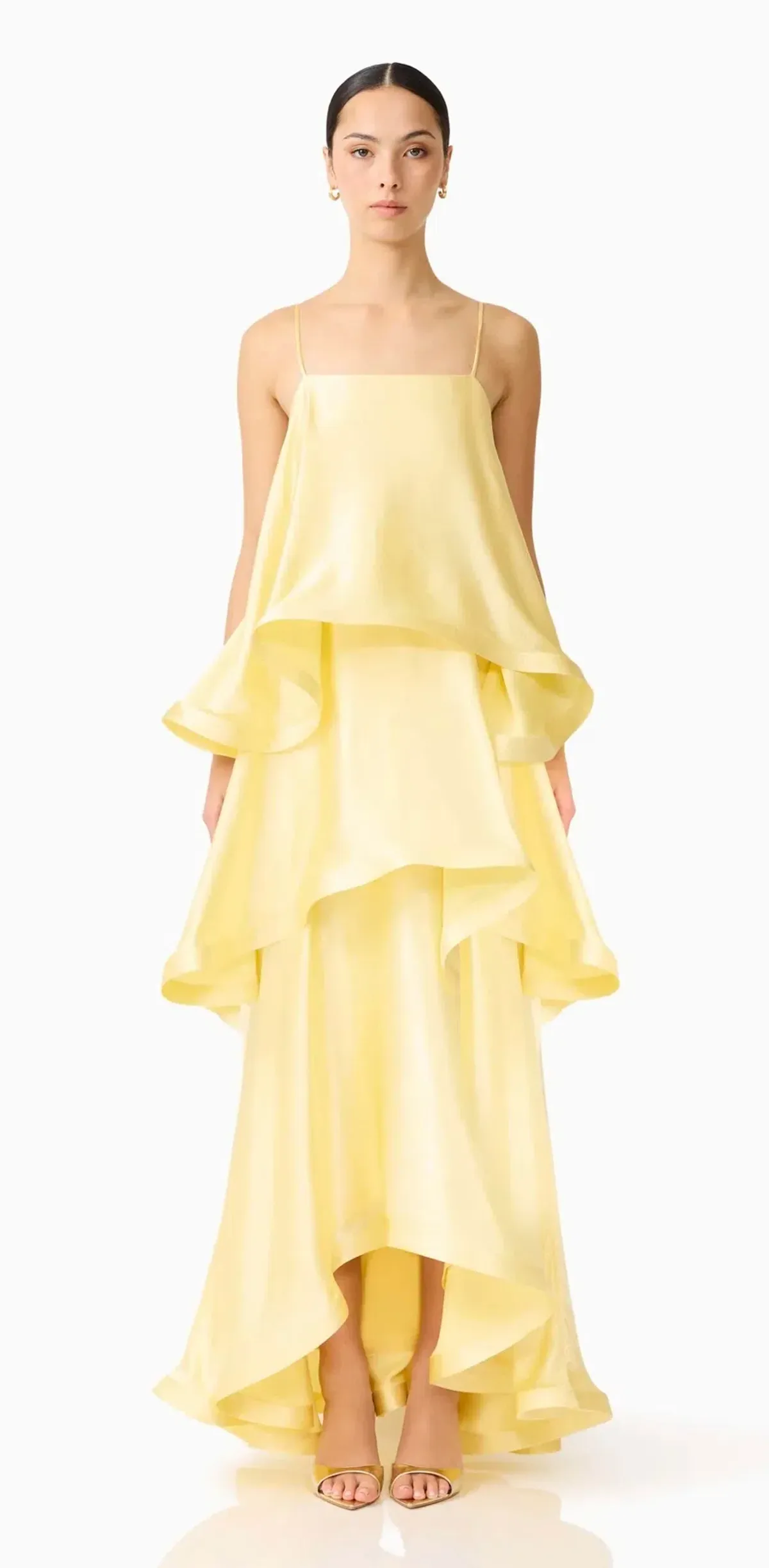 Eliatt Tilly Tiered Maxi Dress in Butter Yellow Size M/10-12 for rent on The Volte - main image