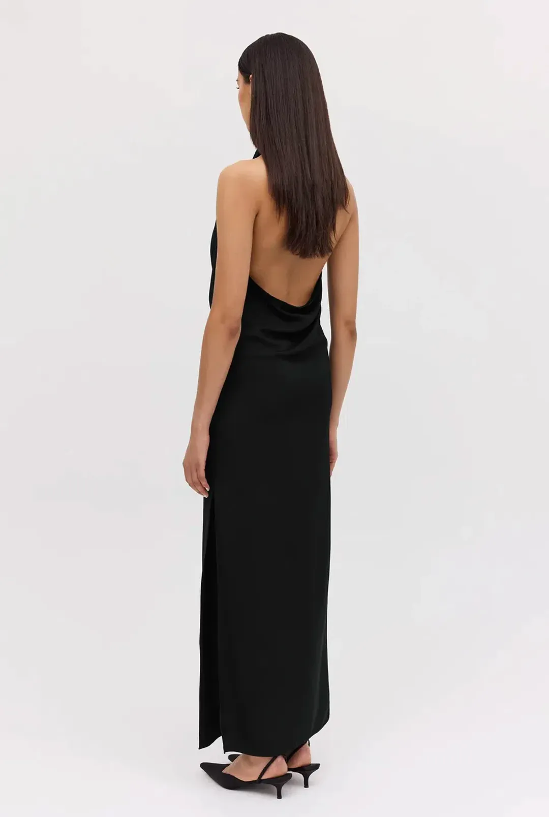 Bianca Spender Black Satin Sync Dress for rent on The Volte - main image