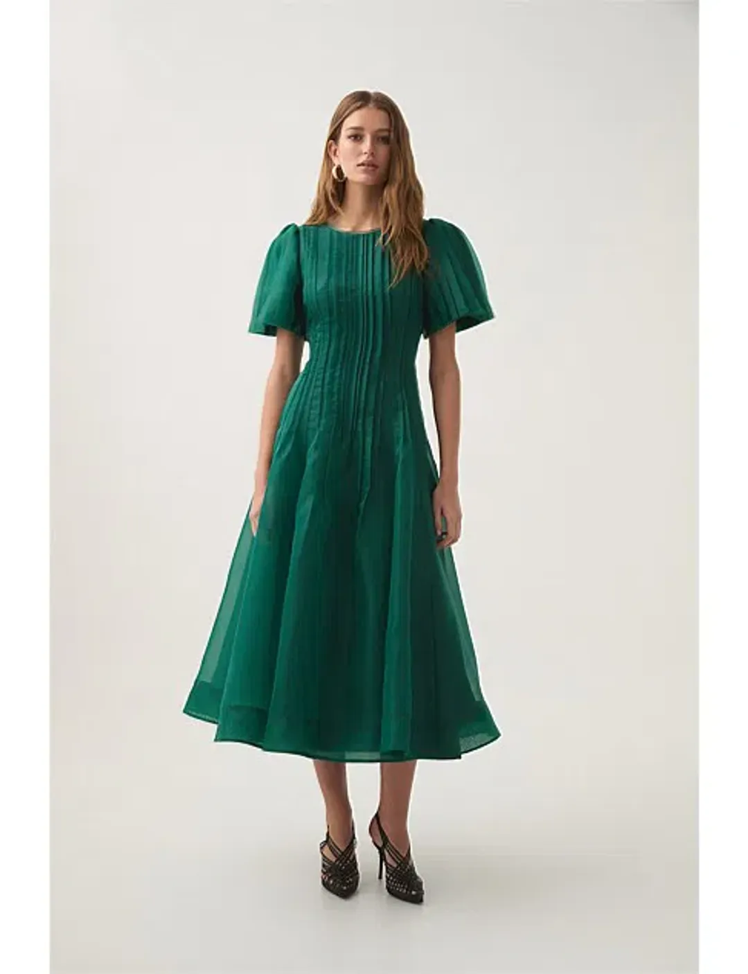 Aje Nova Pleated Midi Dress Emerald Green Size 14 for rent on The Volte - main image