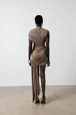 De La Vali Ravenna Mini Dress in Taupe Size AU 8 for rent on The Volte - image 3
