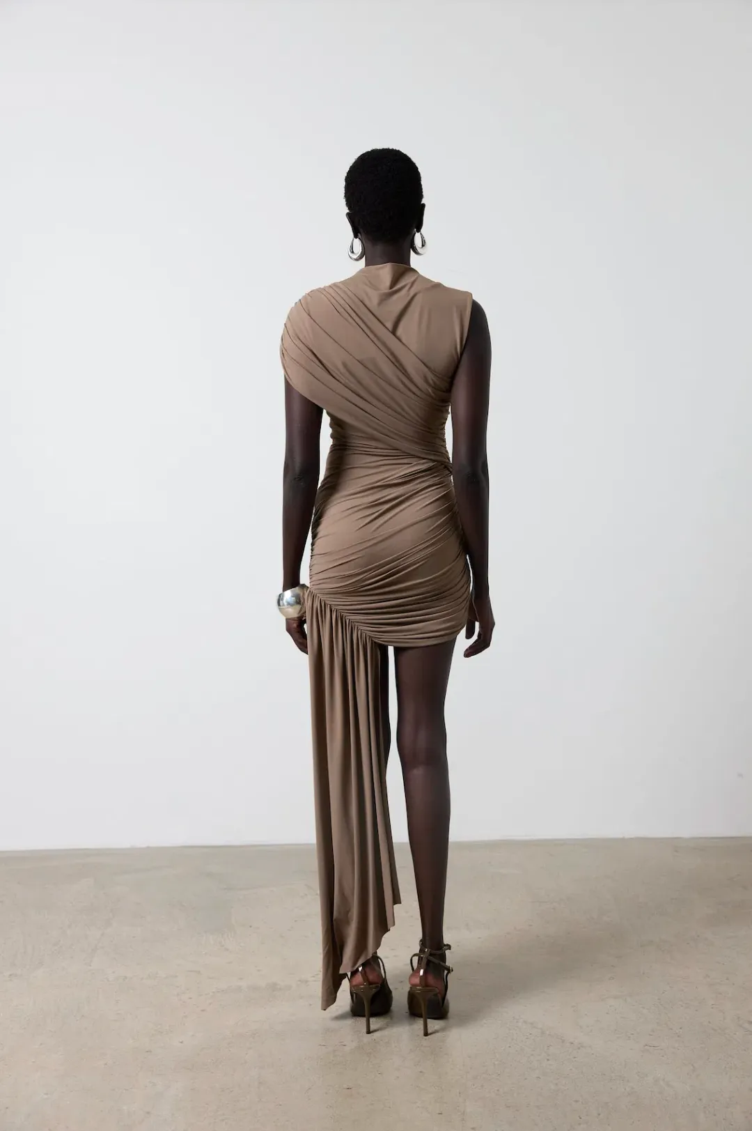 De La Vali Ravenna Mini Dress in Taupe Size AU 10 for rent on The Volte - main image