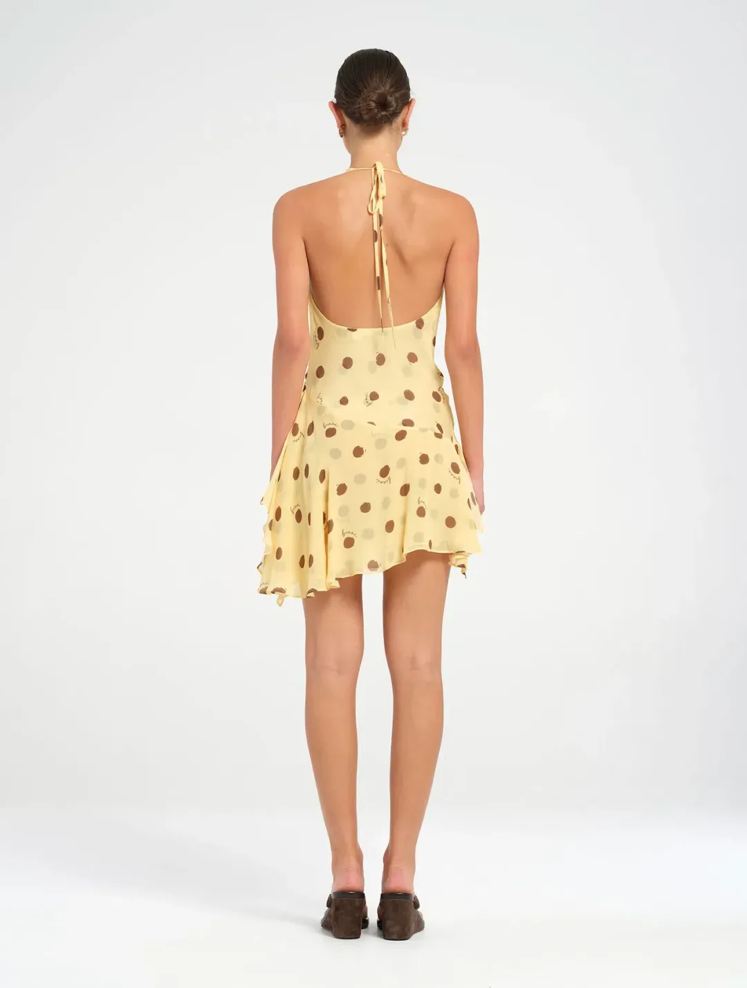 Benni Harlow Halter Mini Dress in Butter Spot Size AU 8 for rent on The Volte - main image