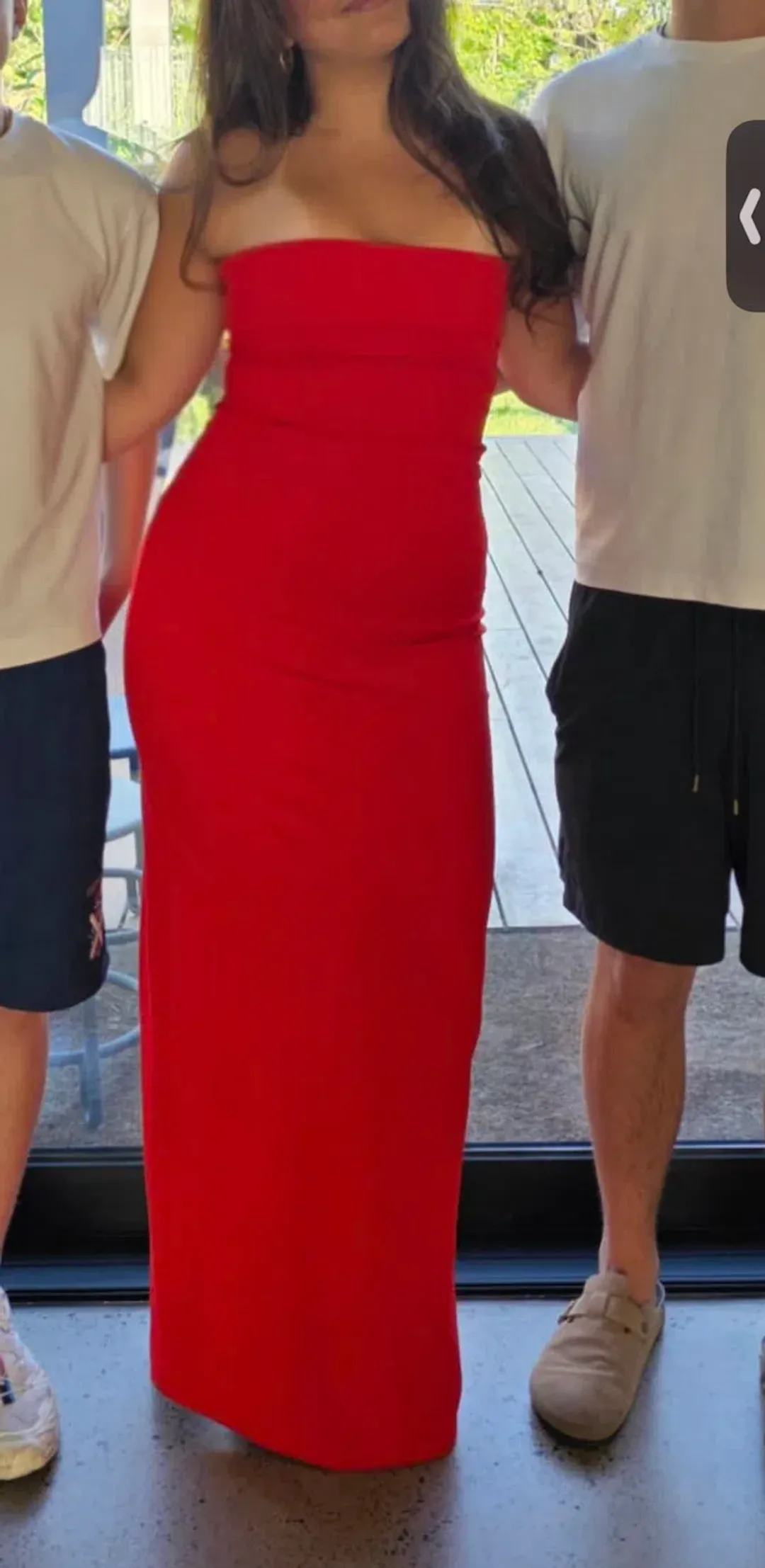 EFFIE KATS MONROE STRAPLESS CREPE FLOOR LENGTH GOWN RED M/10 AU for rent on The Volte - main image