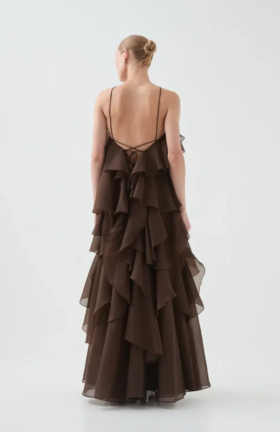 AJE Pandorea Layered Maxi Dress Carob Size 14 for rent on The Volte - main image