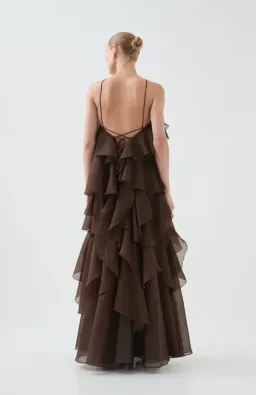 AJE Pandorea Layered Maxi Dress Carob Size 14 for rent on The Volte - image 3