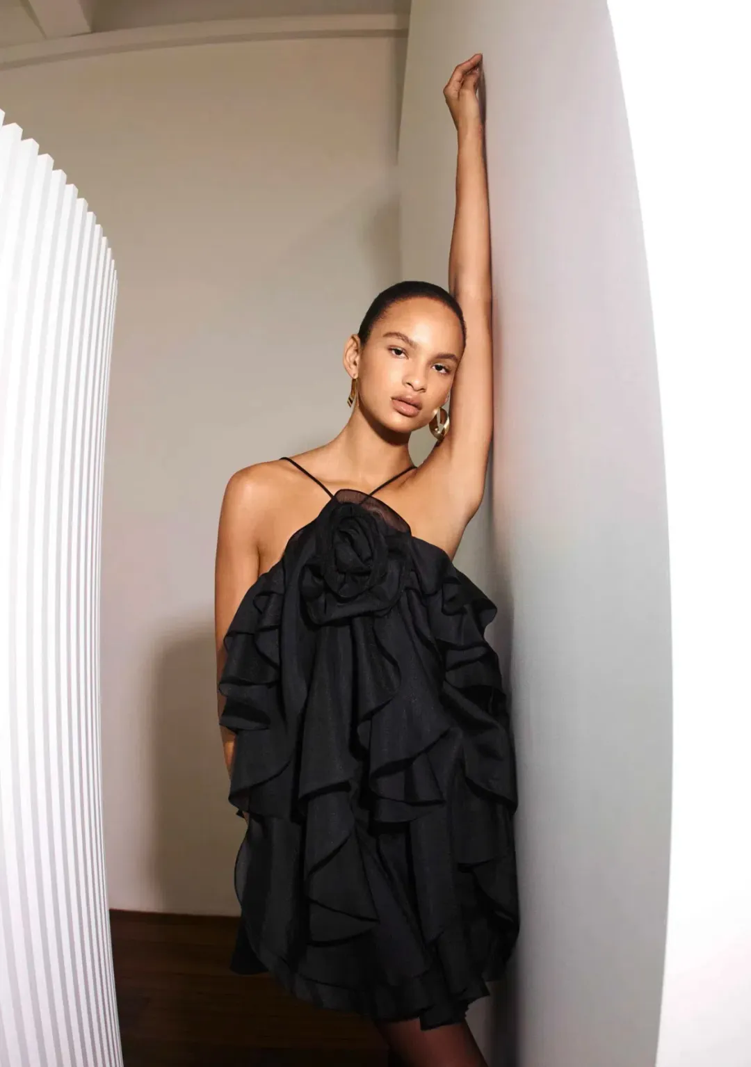 Aje Pandorea Layered Mini Dress in Black Sz 8 for rent on The Volte - main image