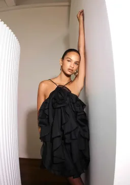 Aje Pandorea Layered Mini Dress in Black Sz 8 for rent on The Volte - image 2