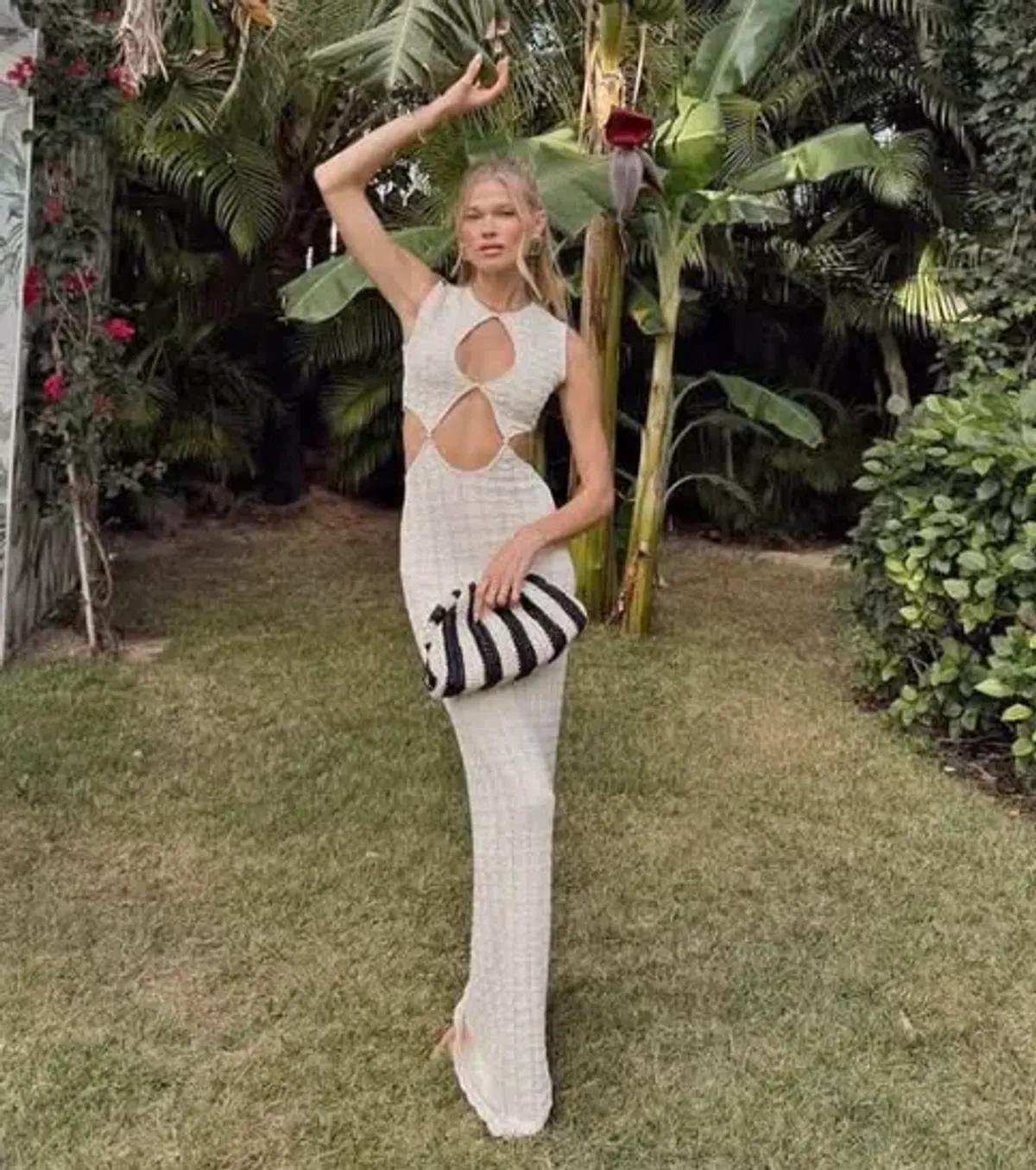 Misha Beige Esther Knit Maxi Dress - M for rent on The Volte - main image