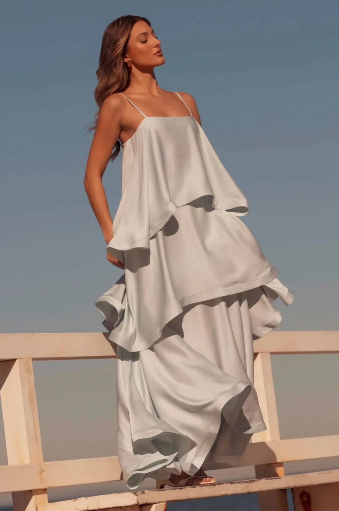 Elliatt Tilly Tiered Maxi Dress in Blue Size S / AU 8 for rent on The Volte - main image