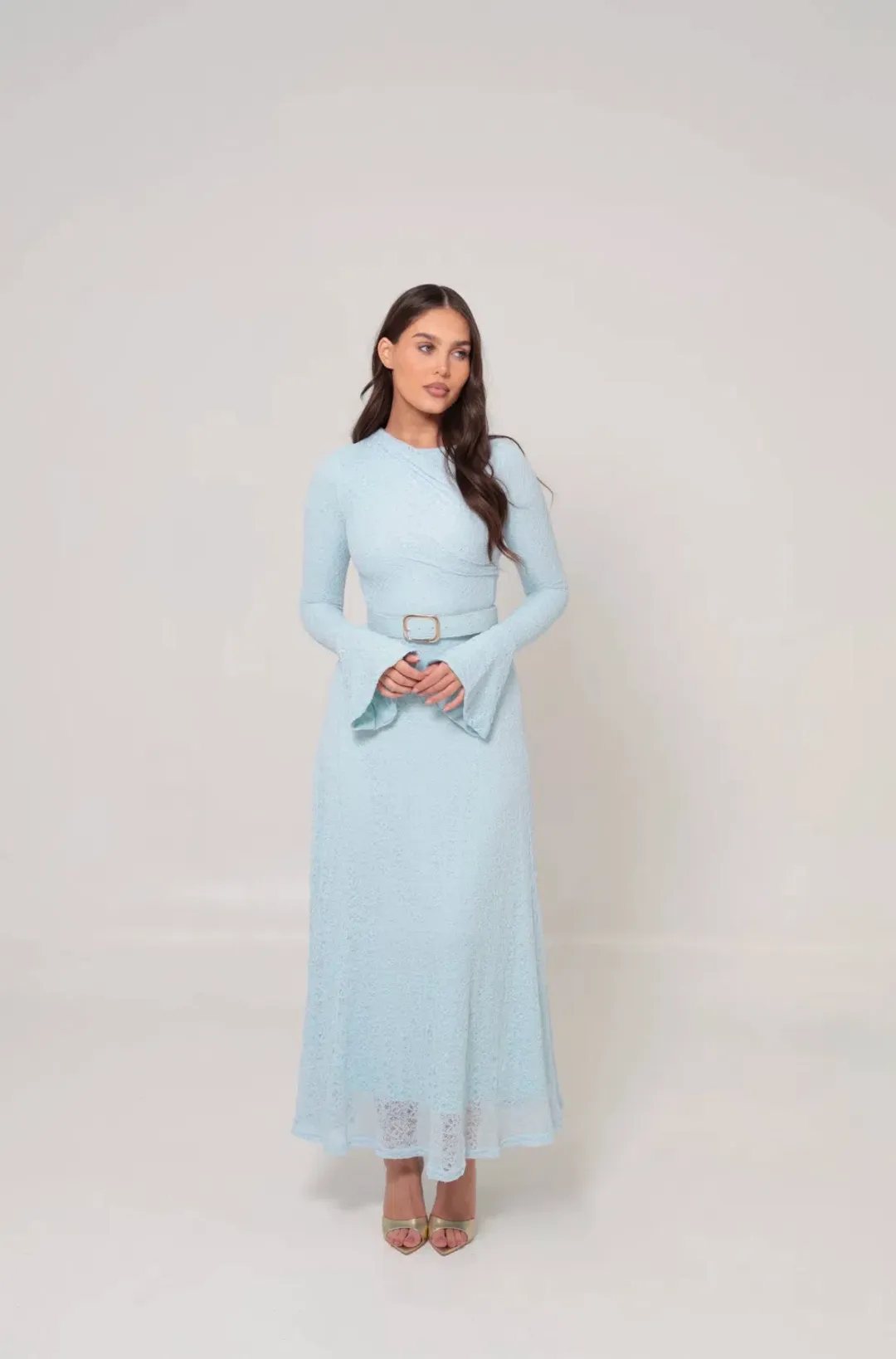 Alaía Muse Diana Lace Dress in Blue Size S / AU 8 for rent on The Volte - main image