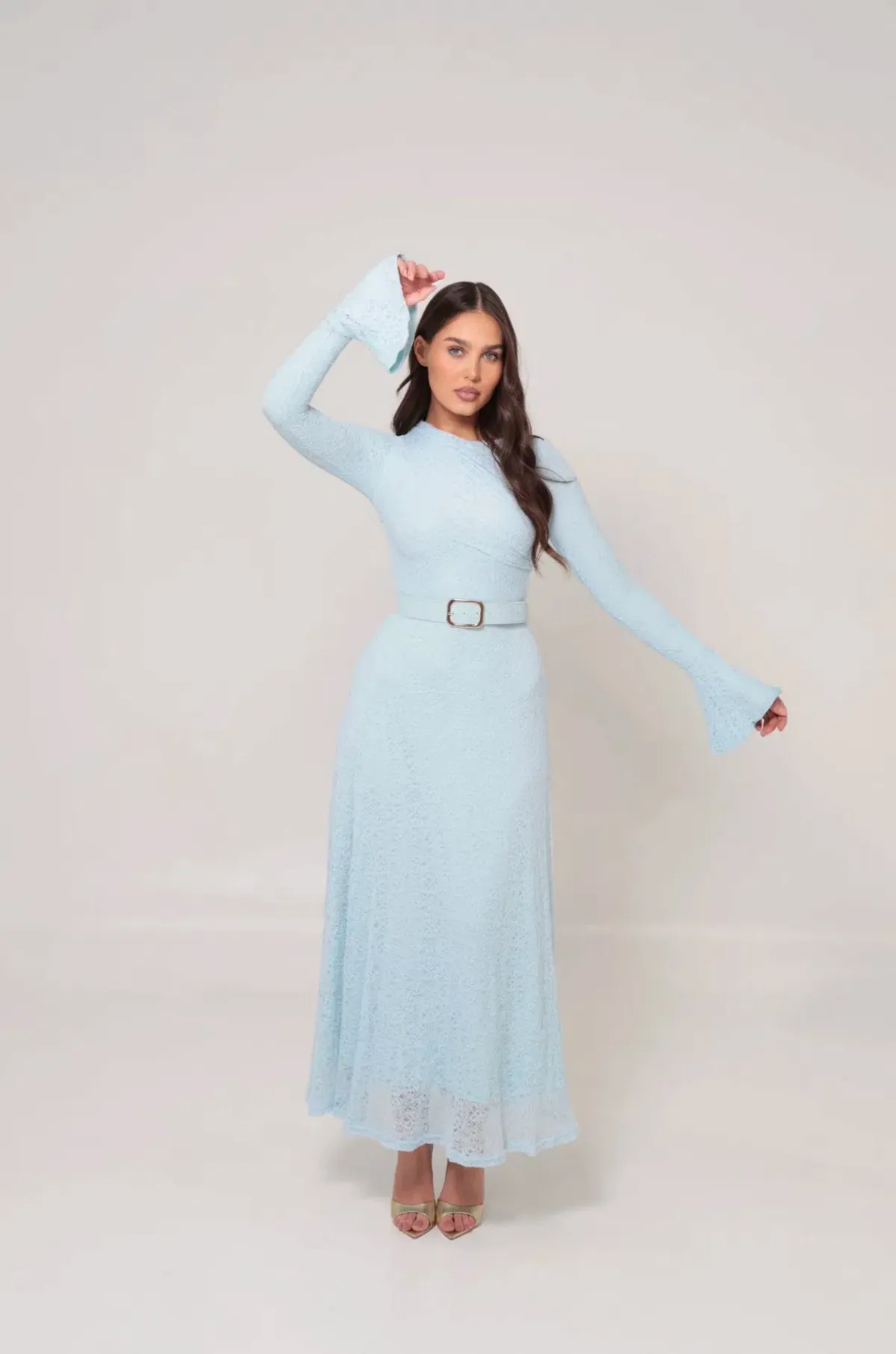 Alaía Muse Diana Lace Dress in Blue Size S / AU 8 for rent on The Volte - main image