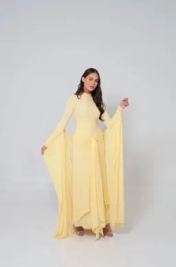 Alaía Muse Azalea Cape Dress in Yellow Size S / AU 8 for rent on The Volte - image 7